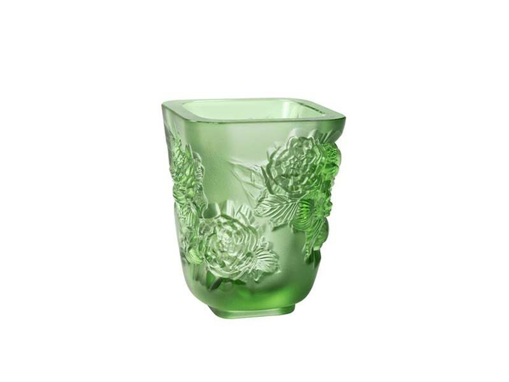 Ваза Lalique Pivoines зеленая, 14 см