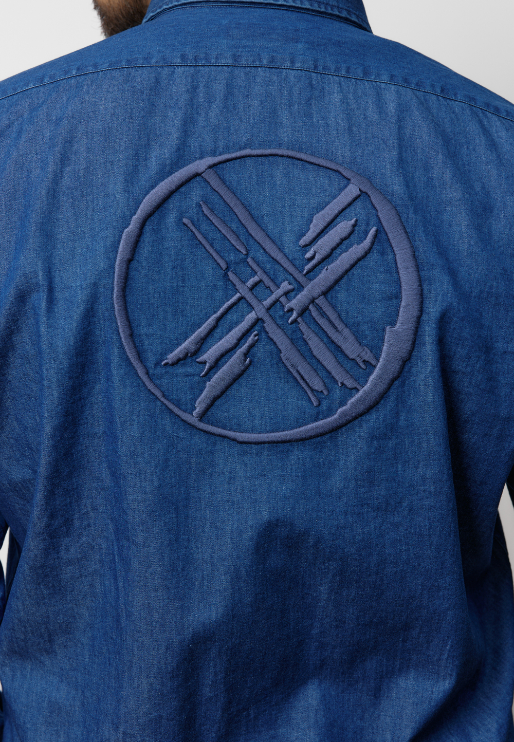 Рубашка мужская с накладными карманами DENIM BLUE