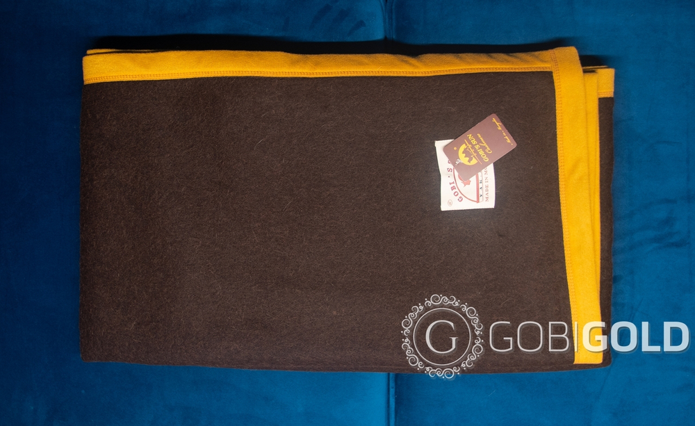 Одеяло тканое шерстяное из яка (Монголия) 150х200 см. - коричневое-серое (2-х стороннее)