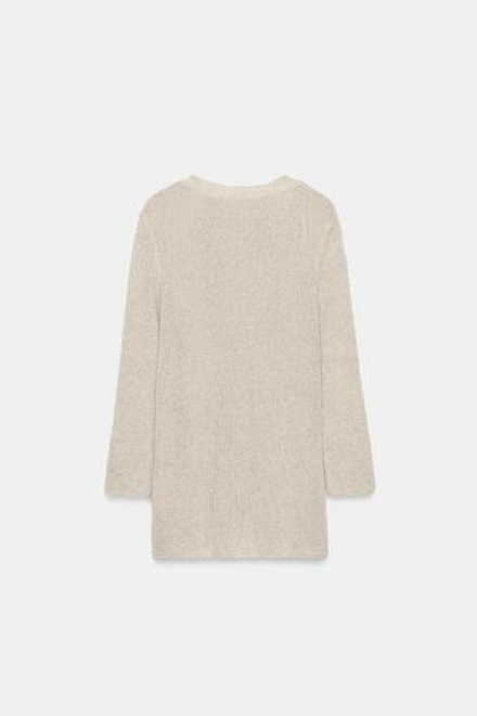 ZARA ТРИКОТАЖНЫЙ КАРДИГАН С V-ОБРАЗНЫМ ВЫРЕЗОМ, СВЕТЛО-БЕЖЕВЫЙ