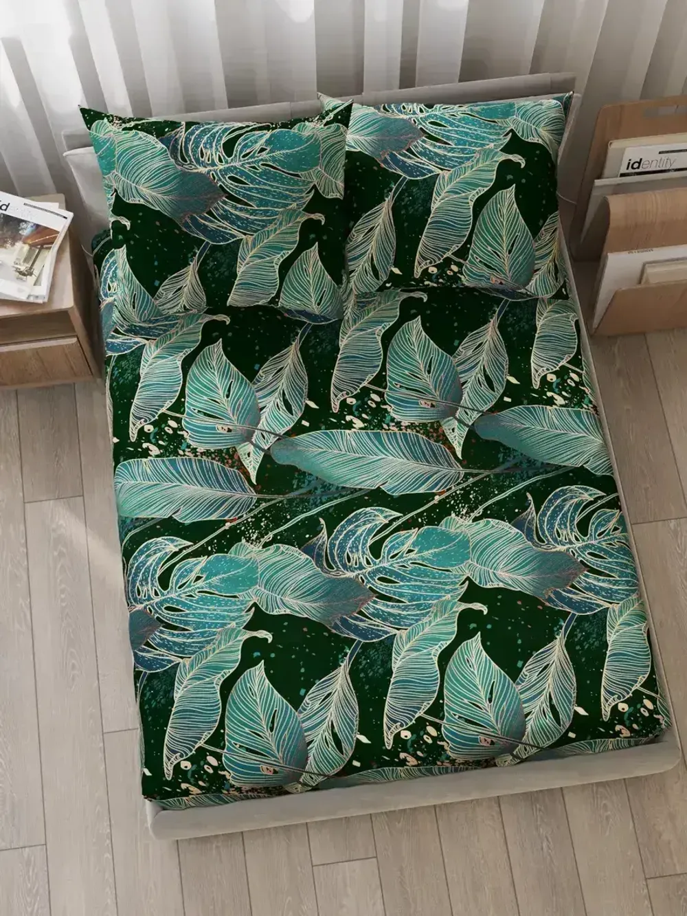 Постельное белье Полисатин Мечта "Monstera Gold" 1,5-сп Наволочка 50х70 см 1 шт Простынь 150x215 смПододеяльник 145x215 см