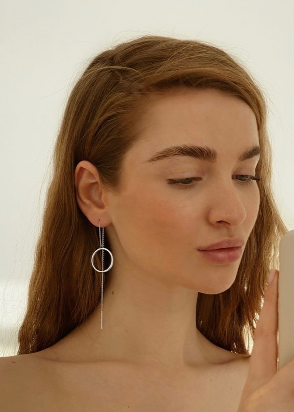 Серьги-протяжки с кольцом 20 мм