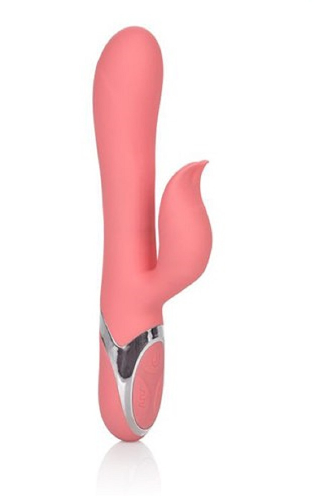 Вибратор с клиторальным стимулятором кролик и ротацией розовый 23 см