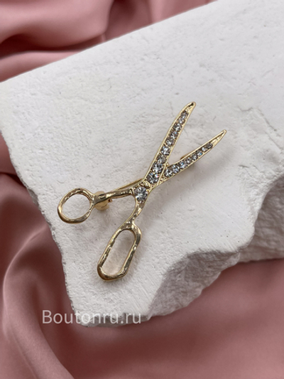 Брошь "Ножницы" золотистые