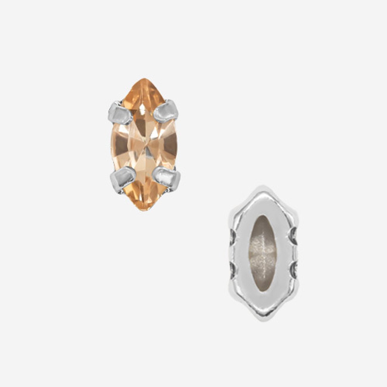 Кристалл Маркиз (Marquise Fancy Stone) в цапах, оттенок "Светлый Колорадо Топаз"/"Light Colorado Topaz", 6*3мм, родирование
