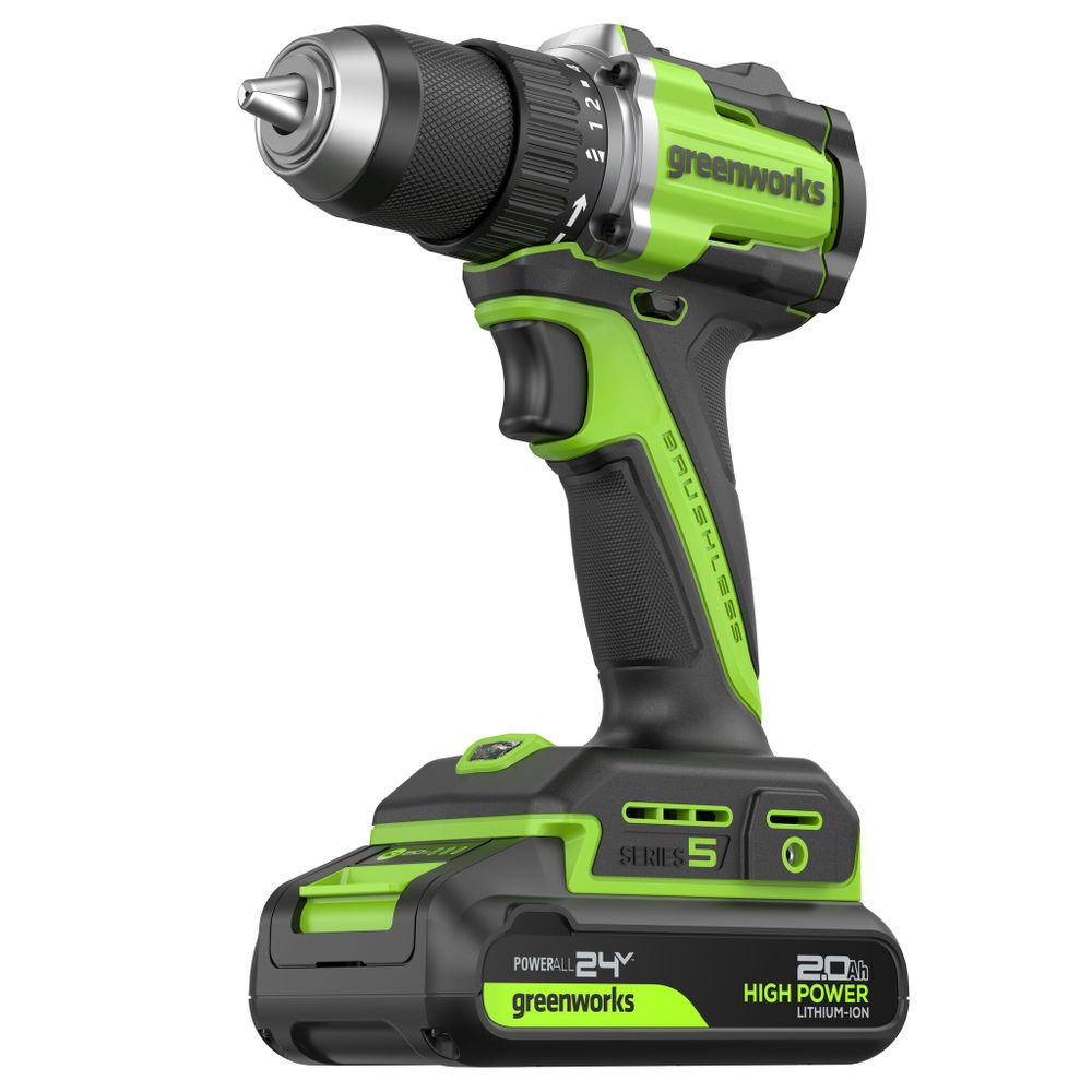 Дрель-шуруповерт акк. Greenworks DD560, 24V, б/щет, 30/60 Нм,13мм, Anti-kickback,1х2Ач,ЗУ,кор (3708407CUA)