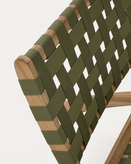 Складное кресло Chabeli из массива акации и шнура зеленого цвета La Forma Испания 