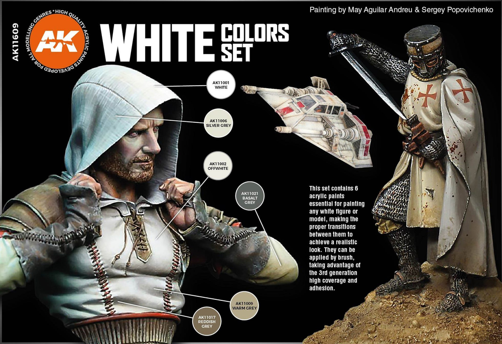 Набор акриловых красок AK Interactive White Colors Set