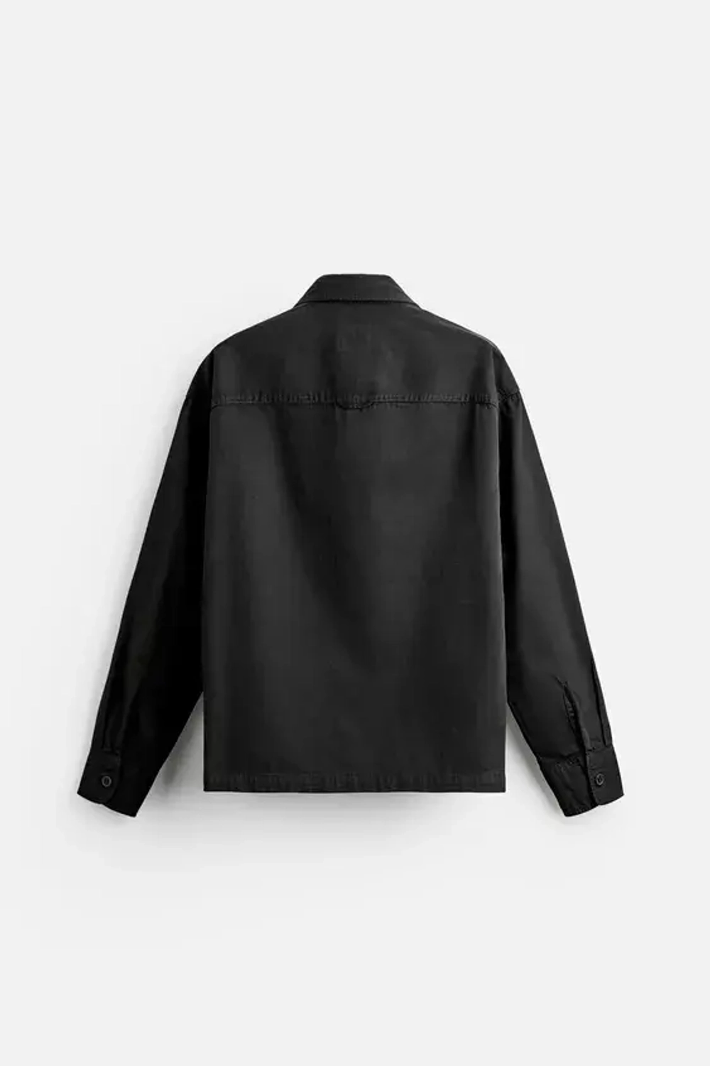 ZARA КУРТКА-РУБАШКА С КАРМАНАМИ, ЧЕРНЫЙ