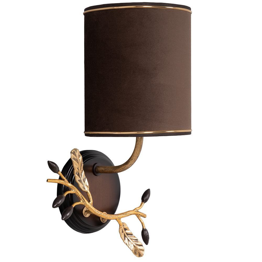 Бра настенный светильник Oliva Branch (Олива Бранч) Каштан Левое Амбер с абажуром Терра Шоколад