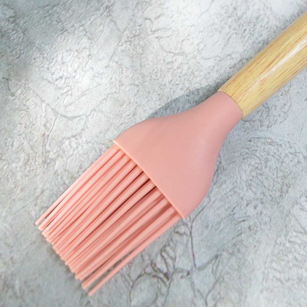 Кисточка силиконовая с деревянной ручкой, 27*3.6см
