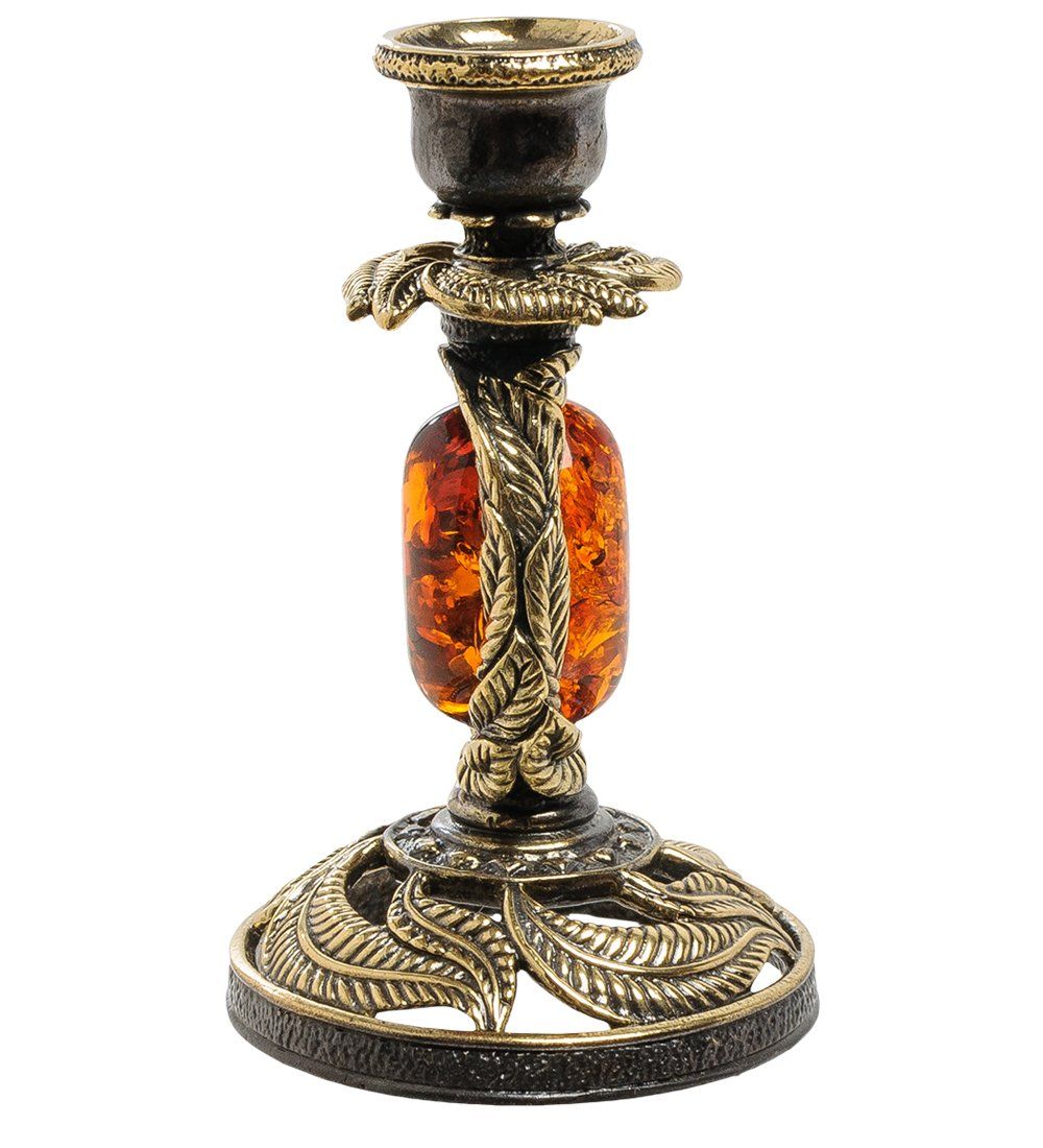 Народные промыслы AM-1879 Подсвечник «Ива» (латунь, янтарь)