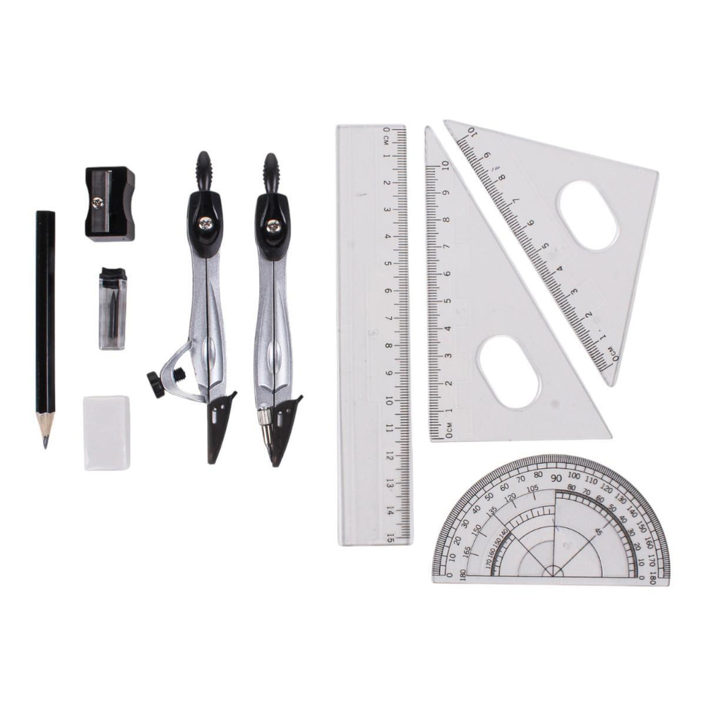 Готовальня 10 предм. циркуль, грифели, циркуль под карандаш,карандаш,4лин.