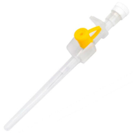 Катетер внутривенный 24G (канюля) Vogt Medical, с крыльями и доп. портом, желтый 100 шт