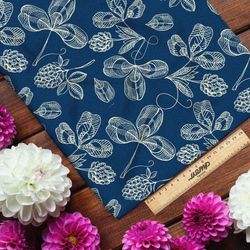 Ткань блэкаут белые узоры клевера утончённые