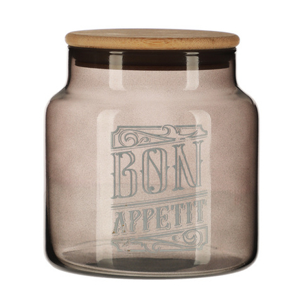 HEREVIN Бон Аппетит Банка для сыпучих продуктов с деревянной крышкой, стекло, 635мл, 232000-266