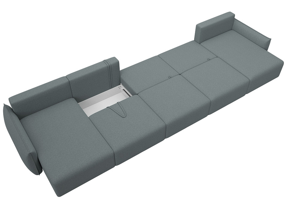 Диван П-образный Лига-051 НПБ МегаЛонг РОГОЖКА Амур 07 серый