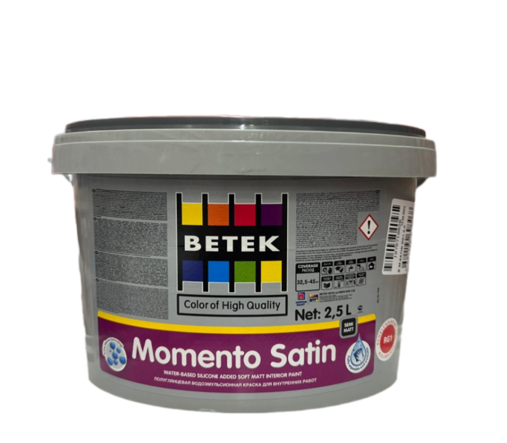 КРАСКА Д/ВНУТР РАБОТ BETEKSATIN СИЛИКОН ПОЛУМАТОВАЯ 2,5Л