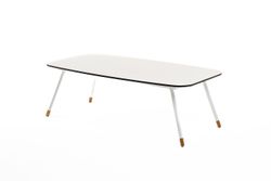 "Верона" журнальный стол из HPL 120х65, H40, каркас белый муар, цвет столешницы "молочный"