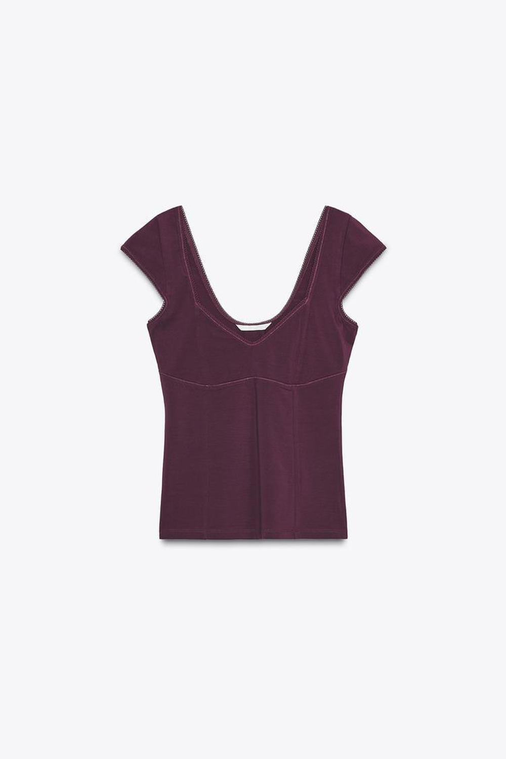 ZARA ТОП ИЗ ЛИОЦЕЛЛА С КРУЖЕВОМ, ЛИЛОВЫЙ