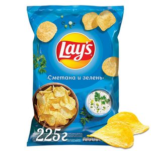 ЧИПСЫ LAY'S СМЕТАНА И ЗЕЛЕНЬ 225ГР