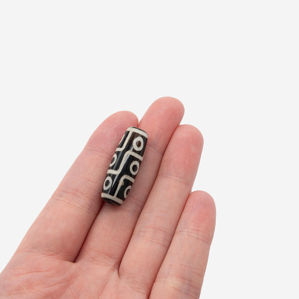 Бусина Дзи "Девять глаз" из агата, 29*10,5мм, черный