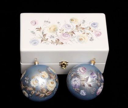 Zhostovo Christmas balls in wooden box - set of 2 balls SET04D-667785861