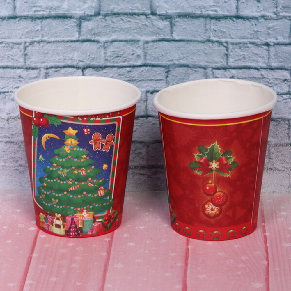 Стакан бумажный 0,2л в наборе 10 шт «Новогодняя открытка»