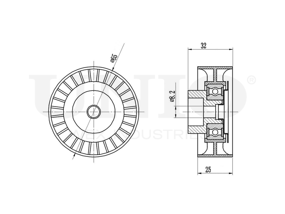 Ролик направляющий приводного ремня UNIO TNS-10061