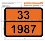 Табличка Опасный груз 33-1987 СПИРТЫ Н.У.К.