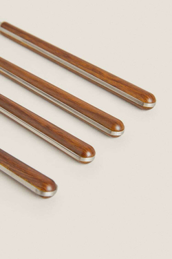 ZARA HOME НАБОР НОЖЕЙ С КРУГЛОЙ РУЧКОЙ ИЗ 4 ПРЕДМЕТОВ, ТЕМНО-КОРИЧНЕВЫЙ