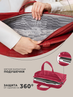 Сумка для ноутбука 15,6" и 17" с ремнем на плечо и 3 отделениями (Лакированный красный)