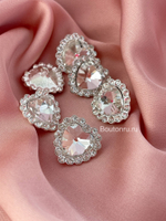 Пуговицы сердце стразы с крупным камнем