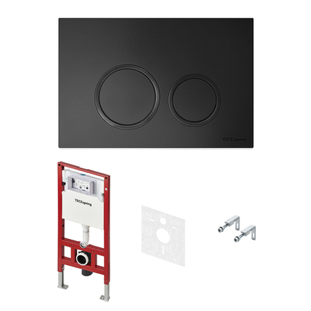 Комплект для подвесного унитаза TECEspring, панель смыва TECEspring R, черная матовая (S955104)