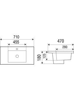 Раковина подвесная WeltWasser WW DEILBACH 7506- 70 710х465х180