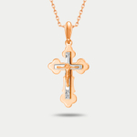 Крест православный из розового золота 585 пробы без вставок (арт. АПШ0-0118)