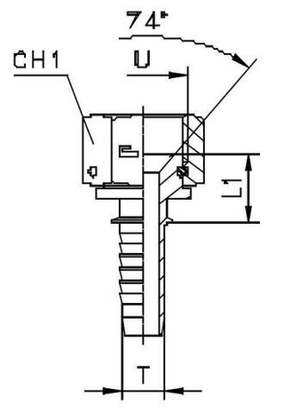 Фитинг DN 06 JIC (Г) 1/2 (штифтованная гайка)