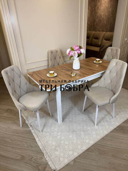 Большой кухонный стол "МАКСИ" дуб вотан и стулья "ЛОНДОН" 4 шт