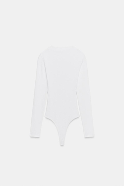 ZARA БОДИ В РУБЧИК С ДЛИННЫМИ РУКАВАМИ, БЕЛЫЙ