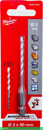 Сверло Milwaukee 3x90 мм HEX (4932471091)