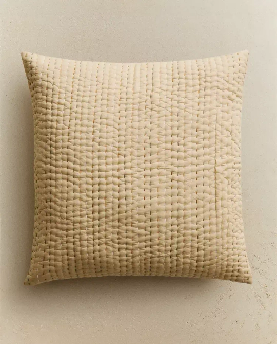 ZARA HOME НАВОЛОЧКА ДЛЯ ДЕКОРАТИВНОЙ ПОДУШКИ С ДЕКОРАТИВНОЙ СТРОЧКОЙ, ЖЕЛТЫЙ