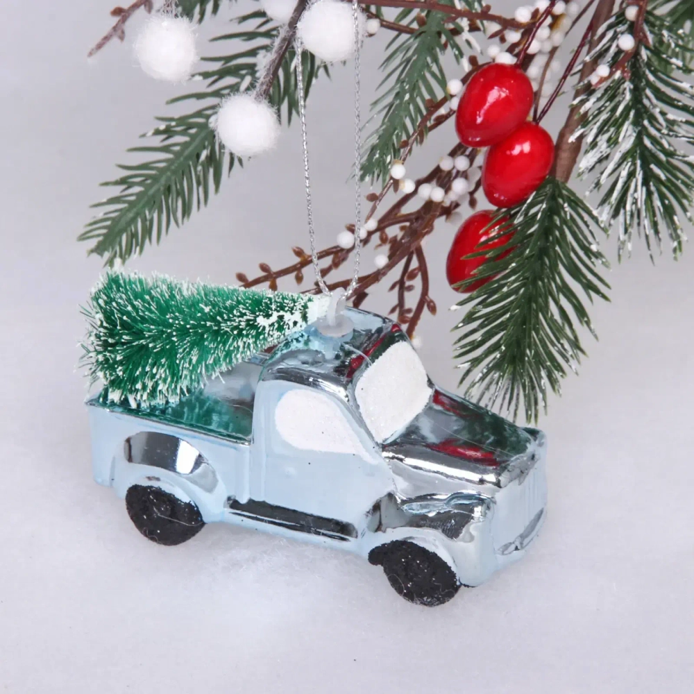 Ёлочная игрушка «Новогодний экспресс» 4*9*11 см, голубой