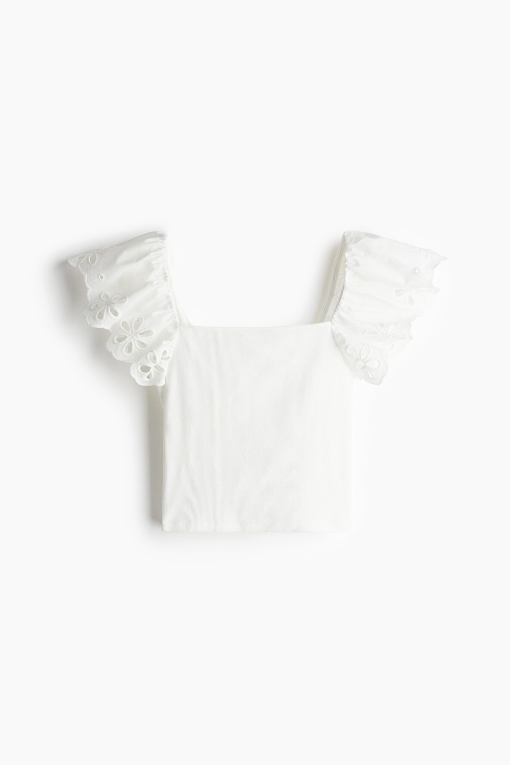 Broderie anglaise-топ в рубчик с деталями