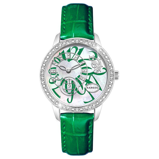 KANGOL Quartz Movement Genuine Leather Strap Watch Women"s Watch White Dial