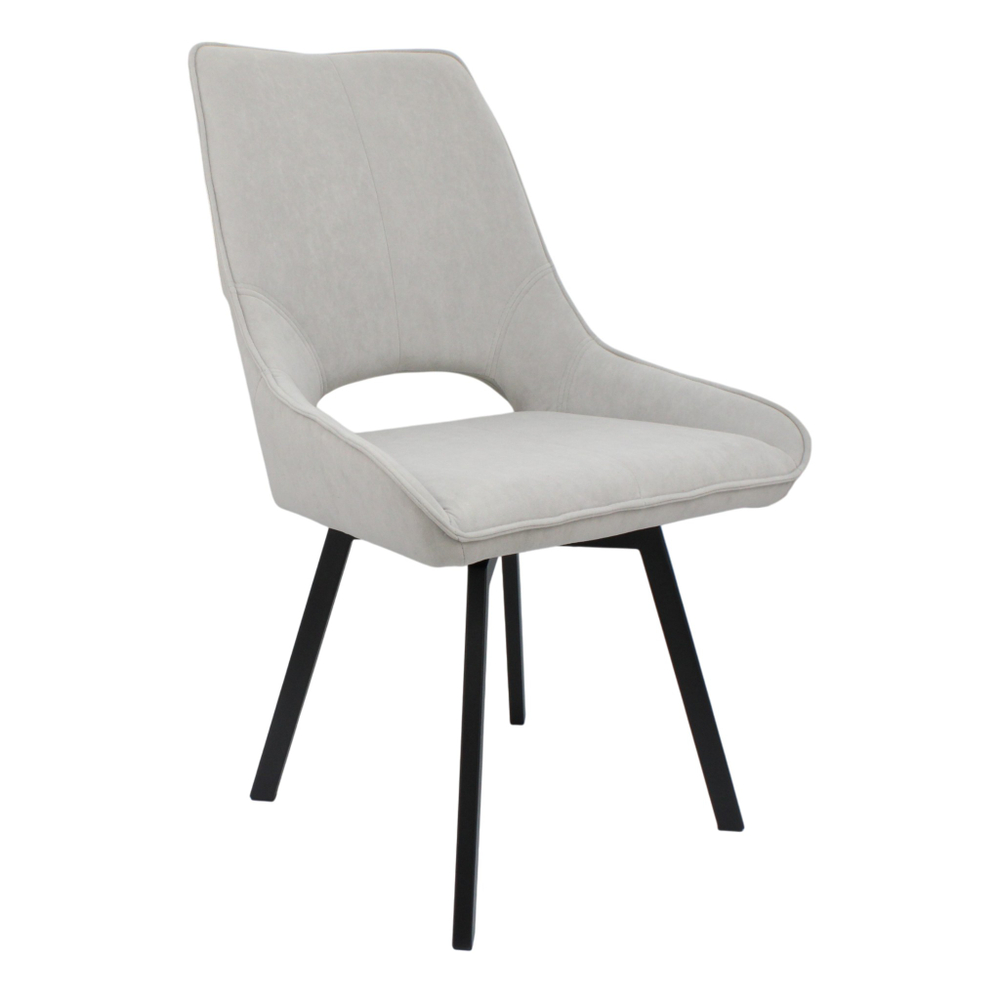 Стул поворотный "Барри 360" (арт. 368П), велюр Бренди В20 светло-серый, ножки профильные черные