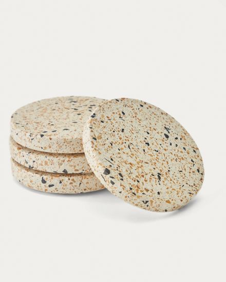 Verna набор из 4 подставок под кружки, белый терраццо