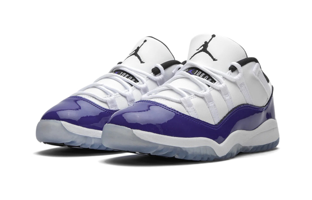 Middle-aged children Jordan Air Jordan 11 shock absorption, non-slip, wear-resistant, low-cut retro basketball shoes white and blue