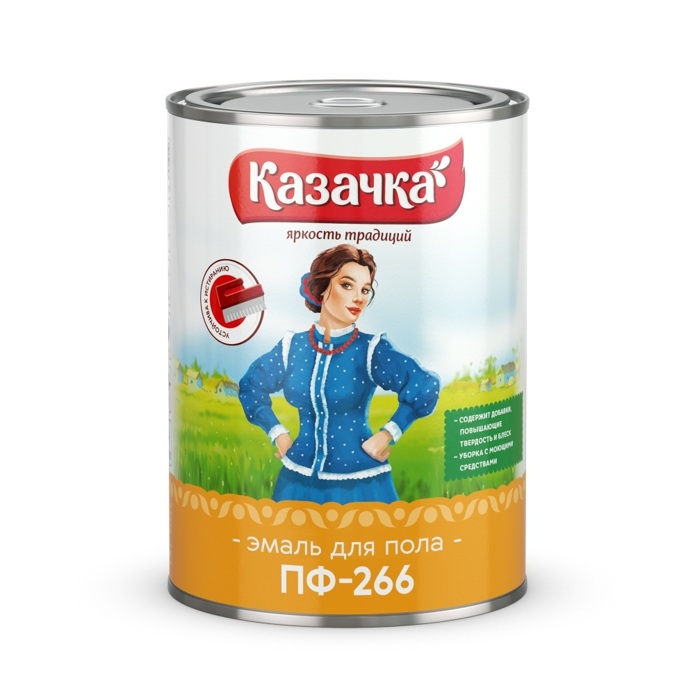 Эмаль Казачка ПФ-266, золотисто-коричневая, 0,9 кг