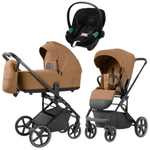 Коляска Carrello Alfa CRL-6522 2025 Cybex Aton S2 i-Size Moon Black 3 в 1 Honey Beige
