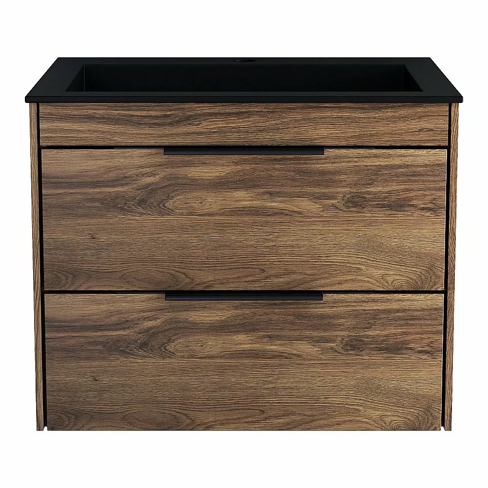 Тумба с раковиной Vincea Chiara 2D 60 VMC-2C2600CO/VCB-13600B тёмный дуб/раковина черная
